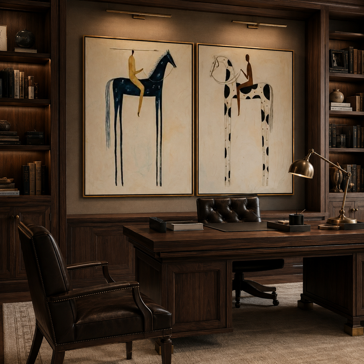 Midnight Riders-Two Horse Figurative Painting