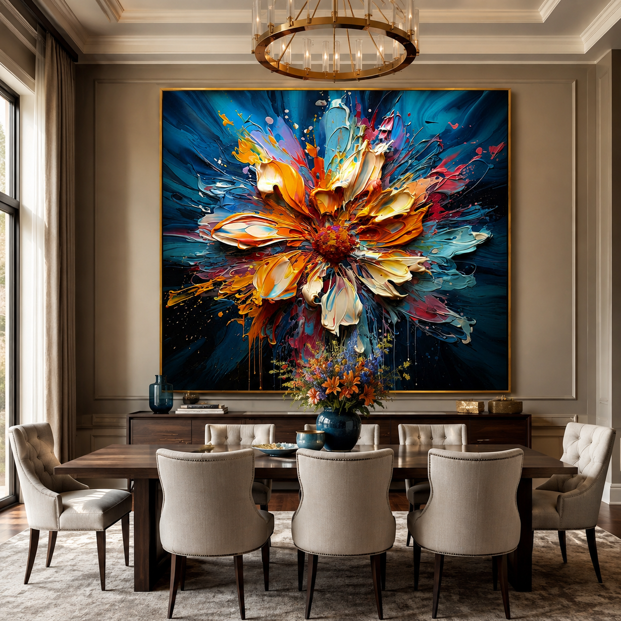 Ocean Bloom-Colorful Impasto Flower Painting