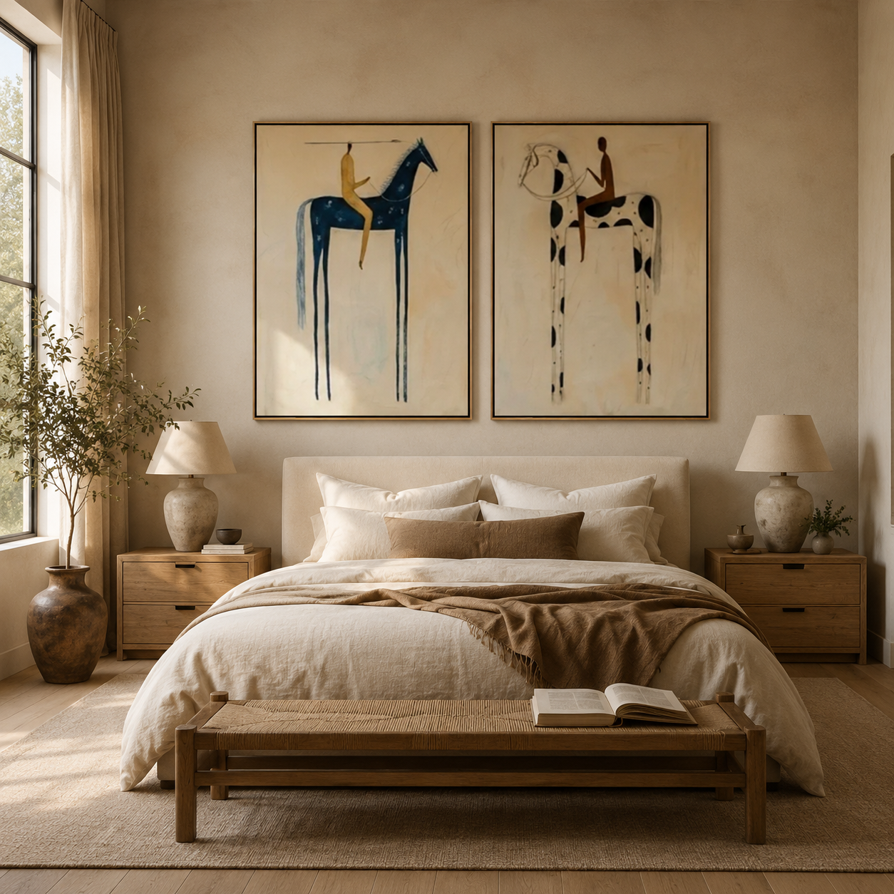 Midnight Riders-Two Horse Figurative Painting
