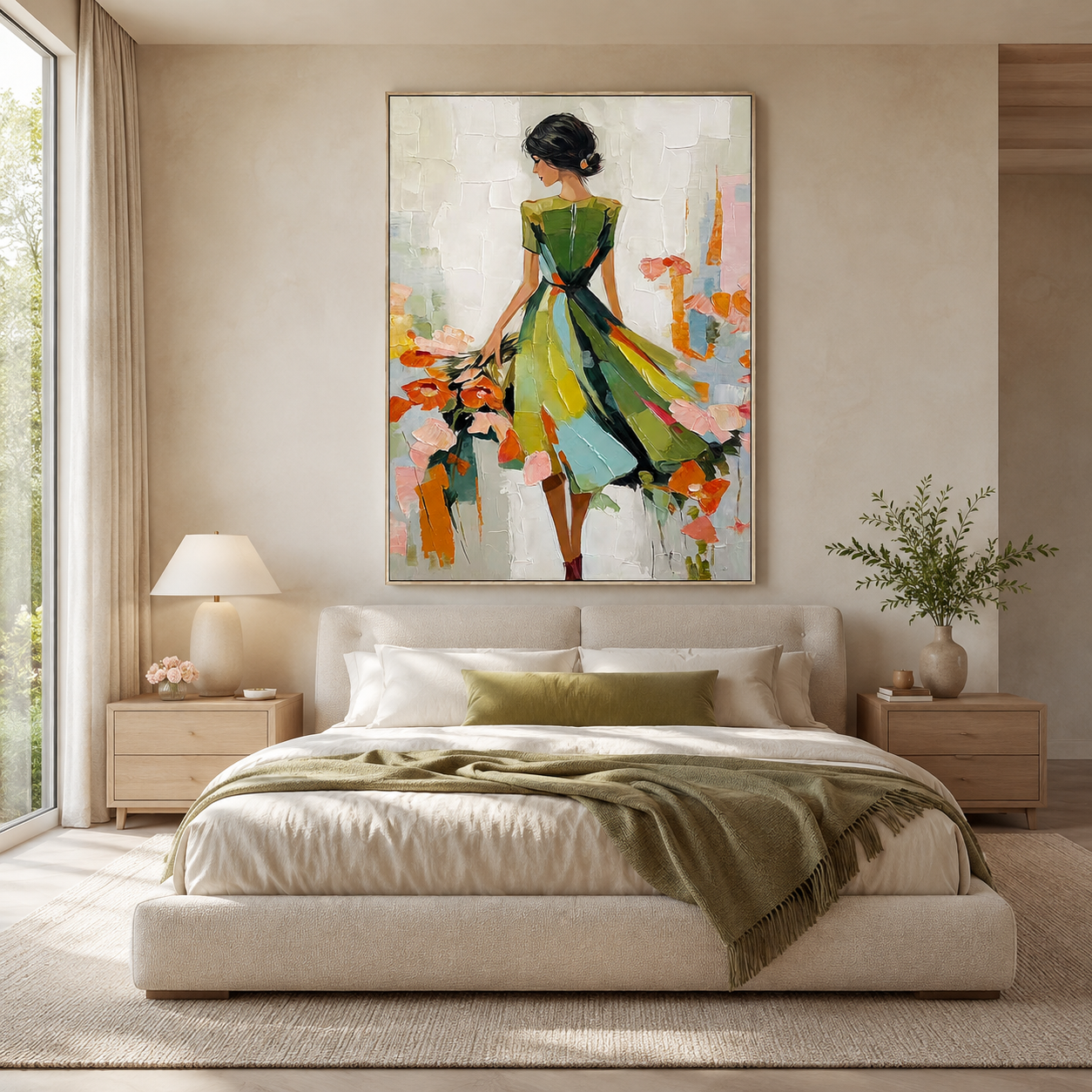 Garden Muse-Green Dress Floral Painting