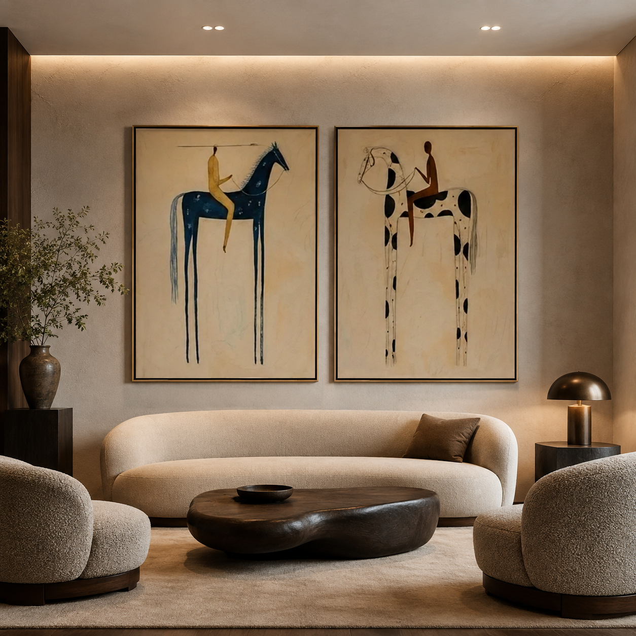 Midnight Riders-Two Horse Figurative Painting
