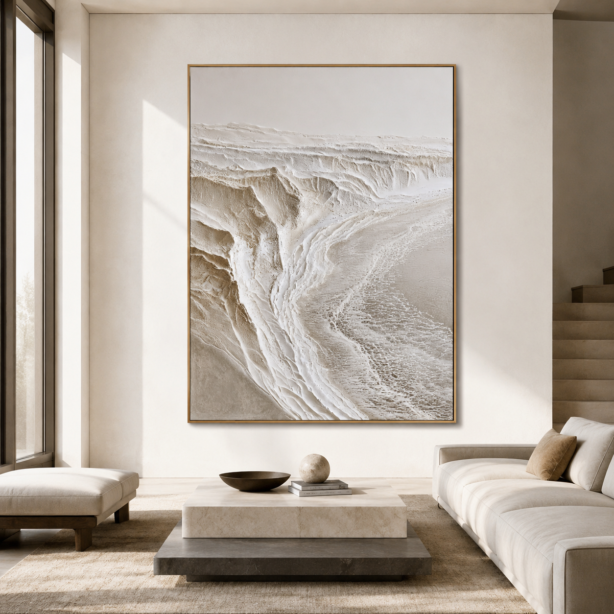Desert Trace-Ivory Relief Abstract Painting