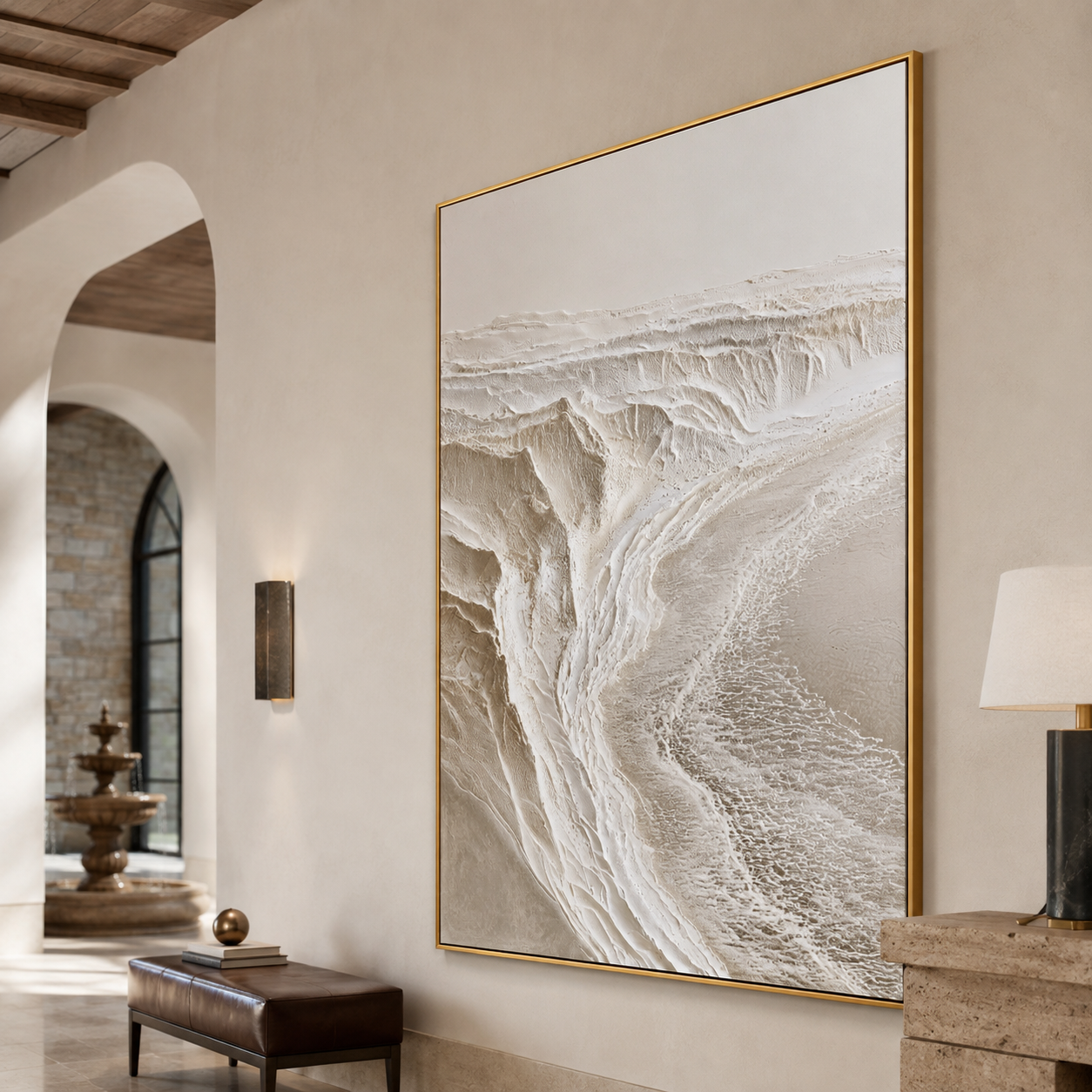 Desert Trace-Ivory Relief Abstract Painting