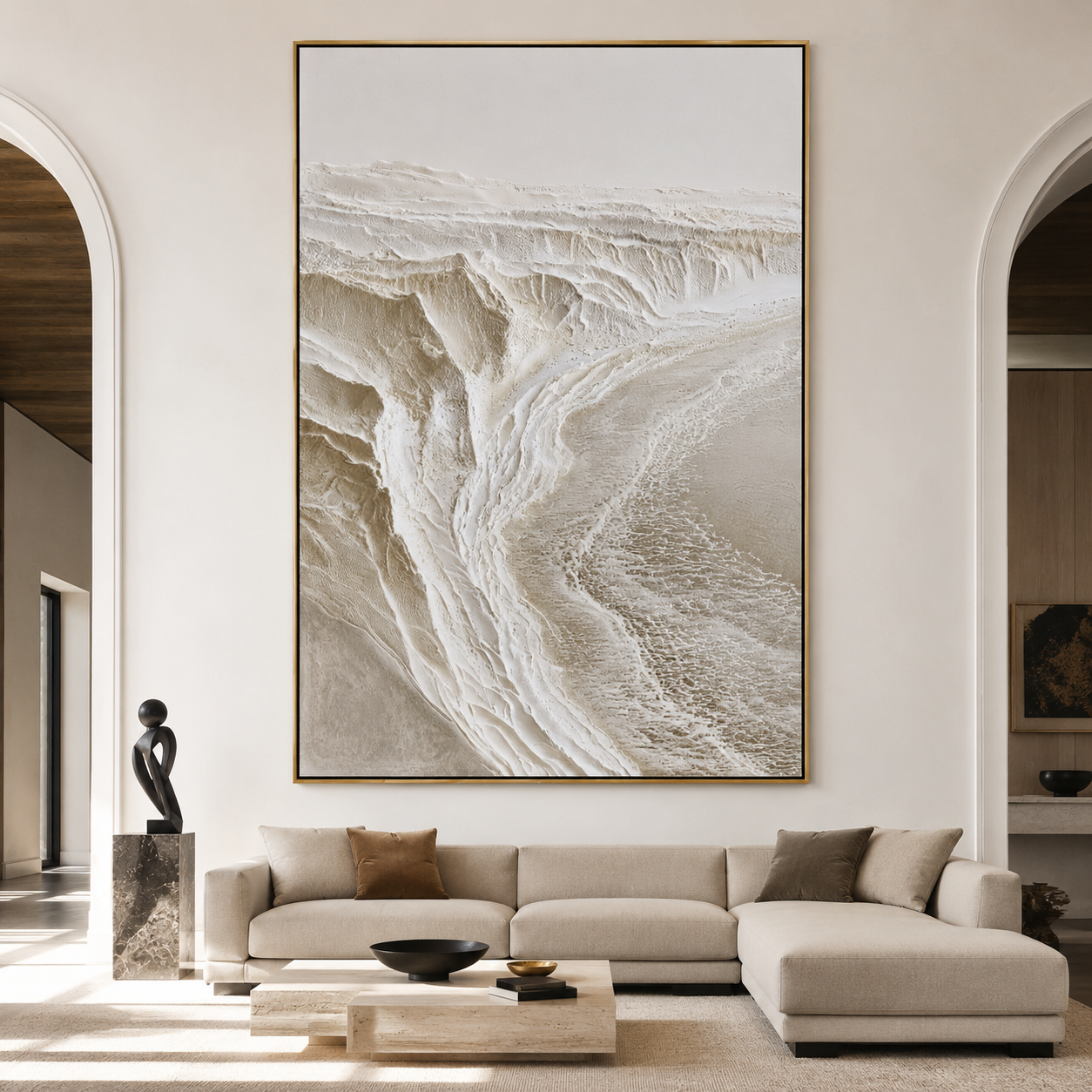 Desert Trace-Ivory Relief Abstract Painting