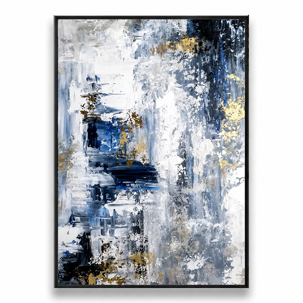 Gilded Drift-Blue Gold Abstract Painting