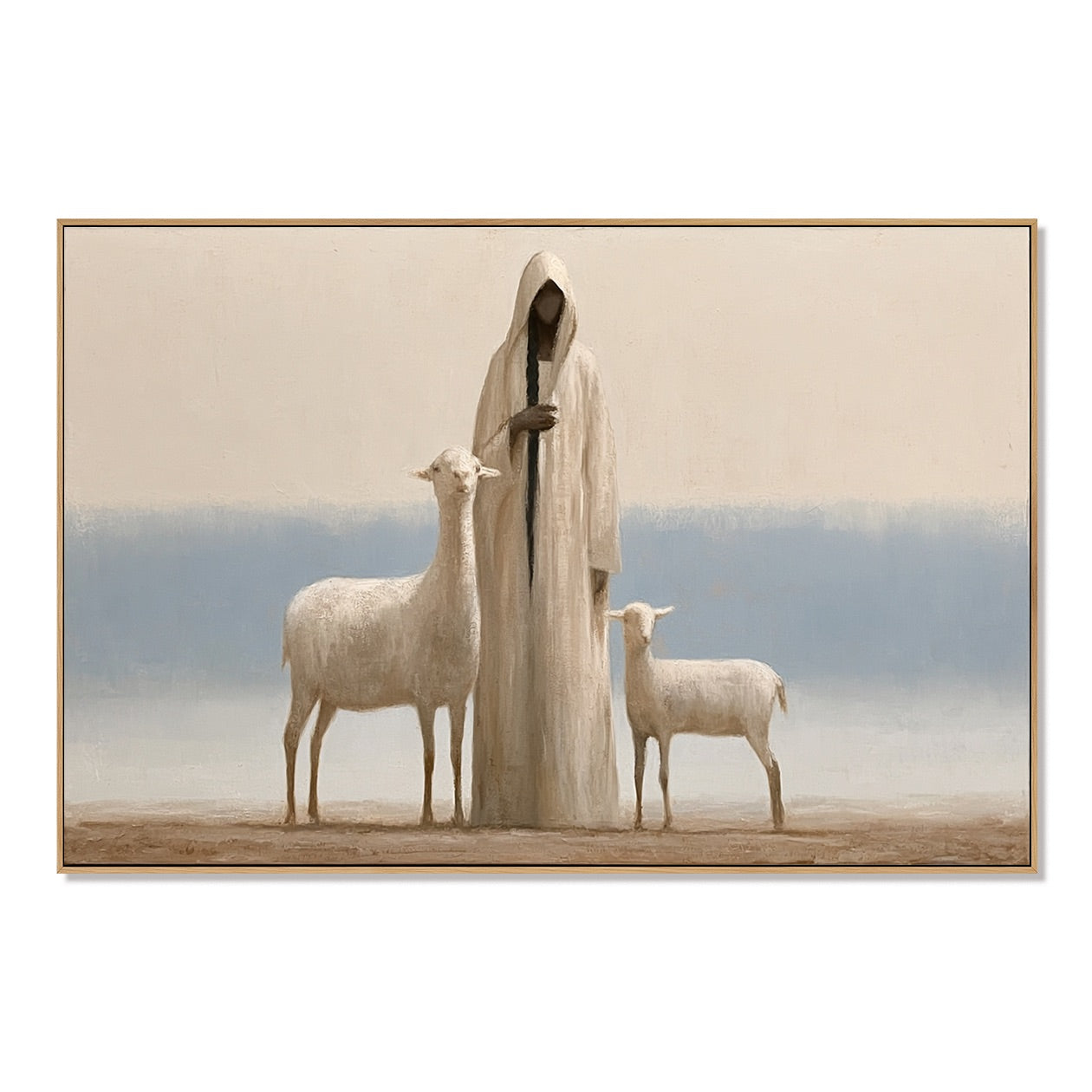 Silent Pasture-Shepherd Sheep Oil Painting