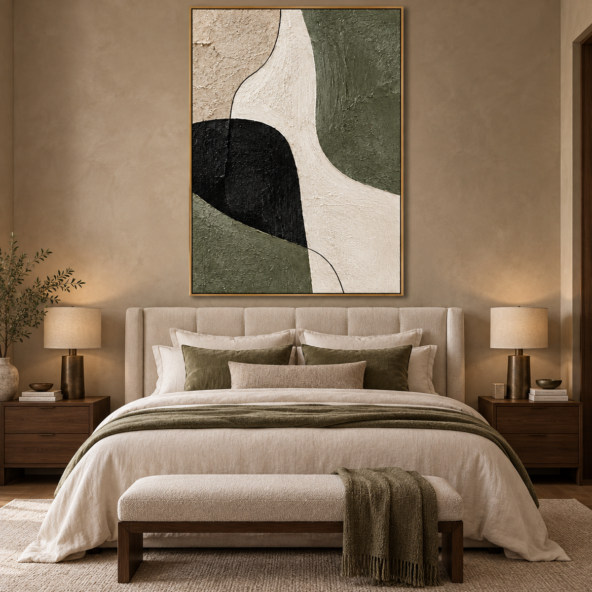 Olive Flow-Organic Geometric Abstract Painting