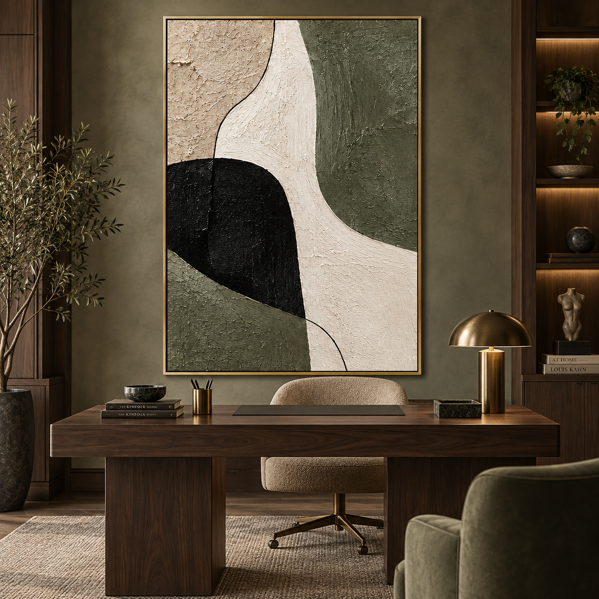 Olive Flow-Organic Geometric Abstract Painting
