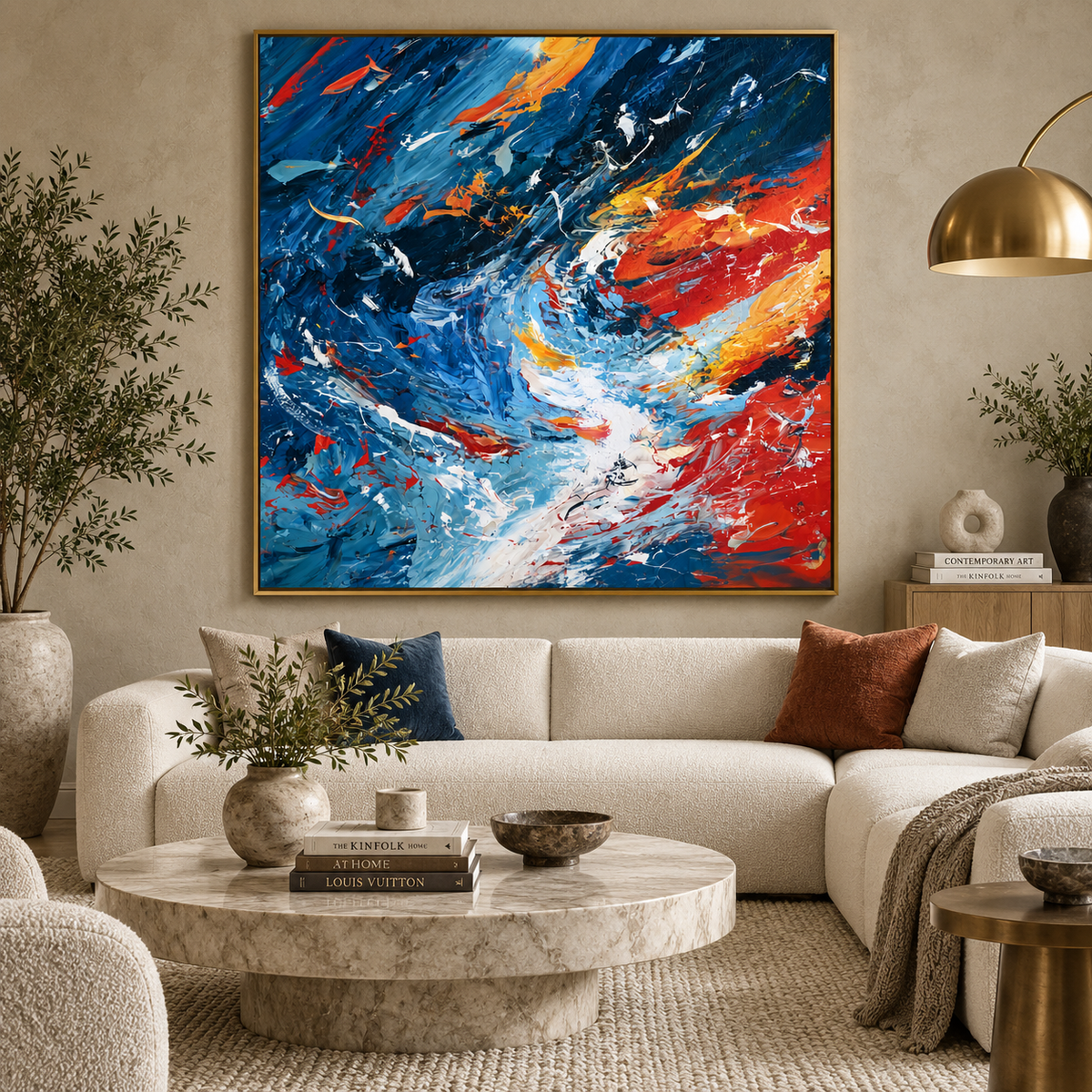 Oceanic Storm-Blue Abstract Texture Painting