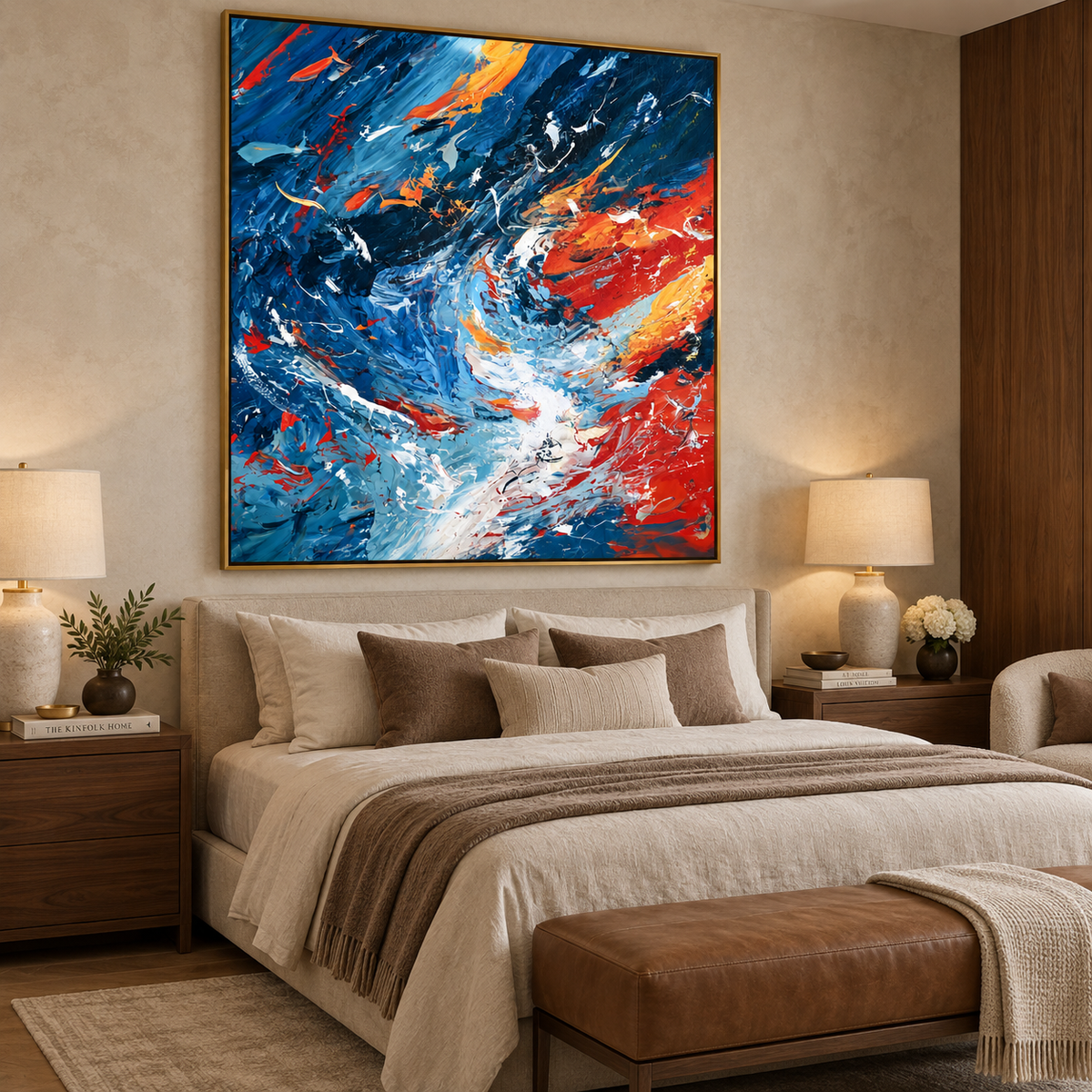 Oceanic Storm-Blue Abstract Texture Painting