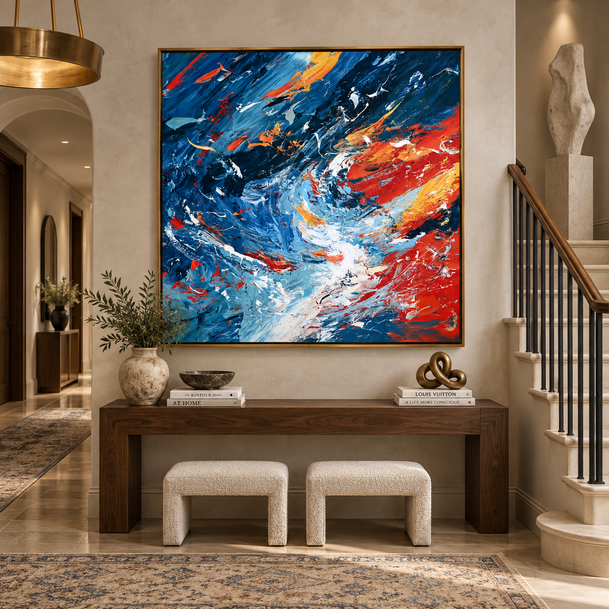 Oceanic Storm-Blue Abstract Texture Painting