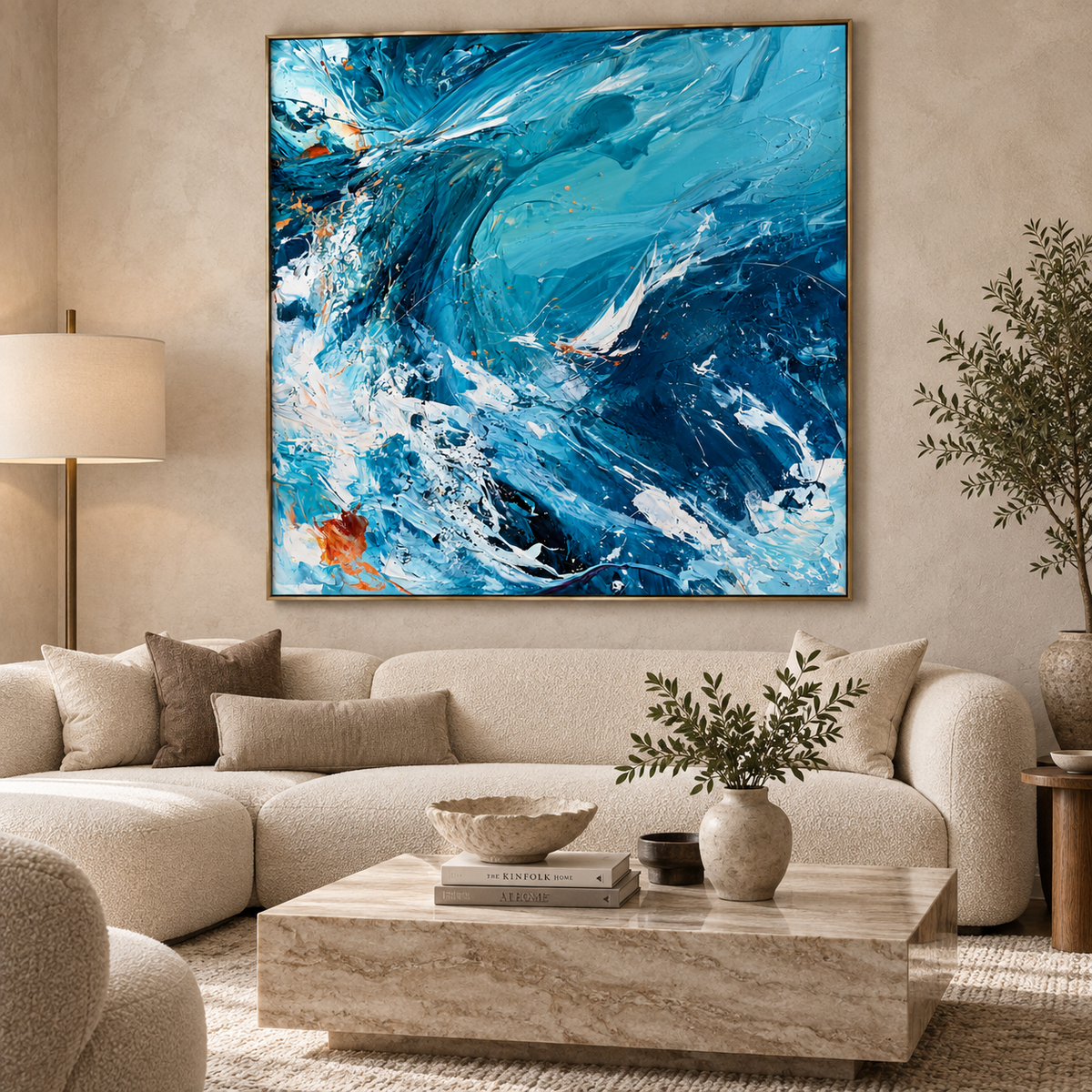 Oceanic Flow-Turquoise Abstract Texture Painting