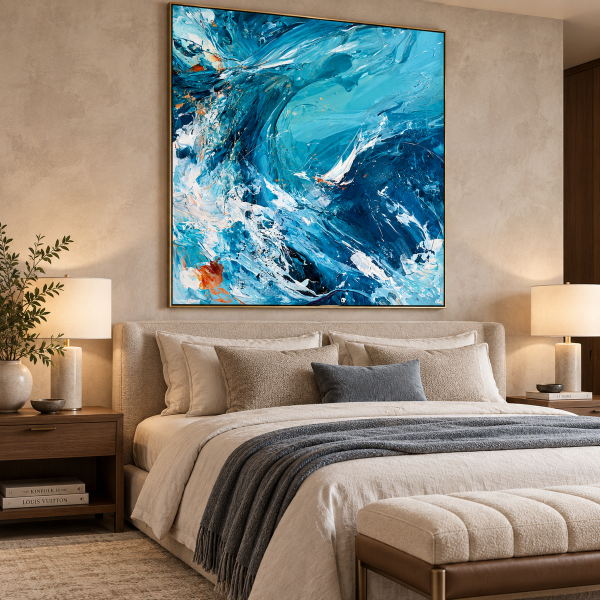 Oceanic Flow-Turquoise Abstract Texture Painting