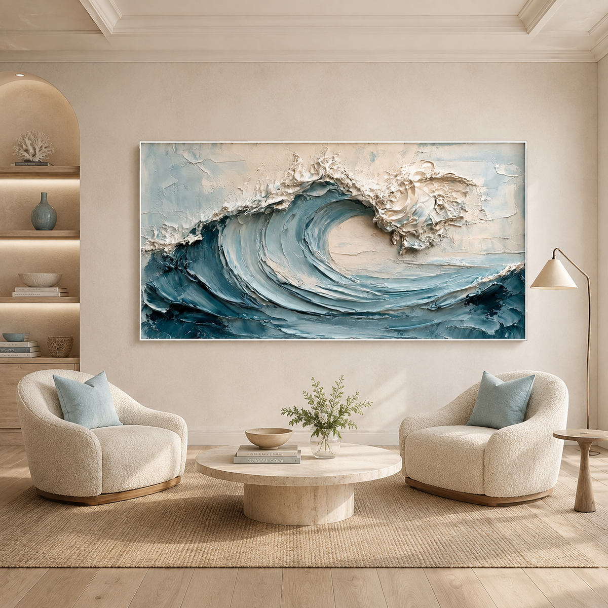 Ocean Crest-Blue Impasto Wave Painting