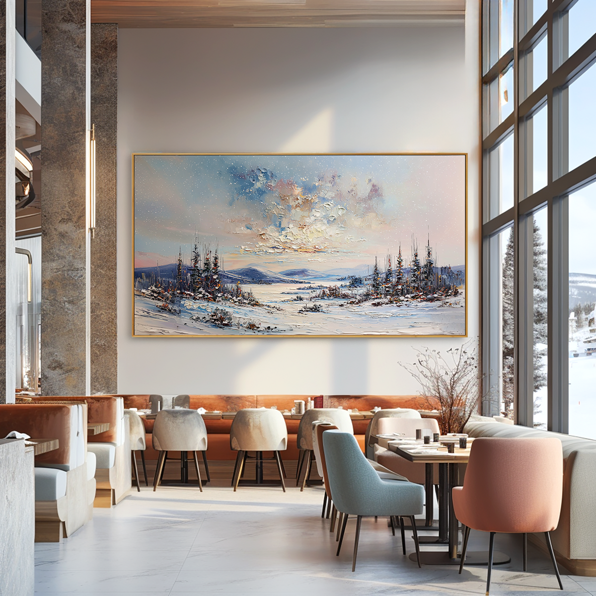 Winter Horizon-Snowy Landscape Texture Oil Painting