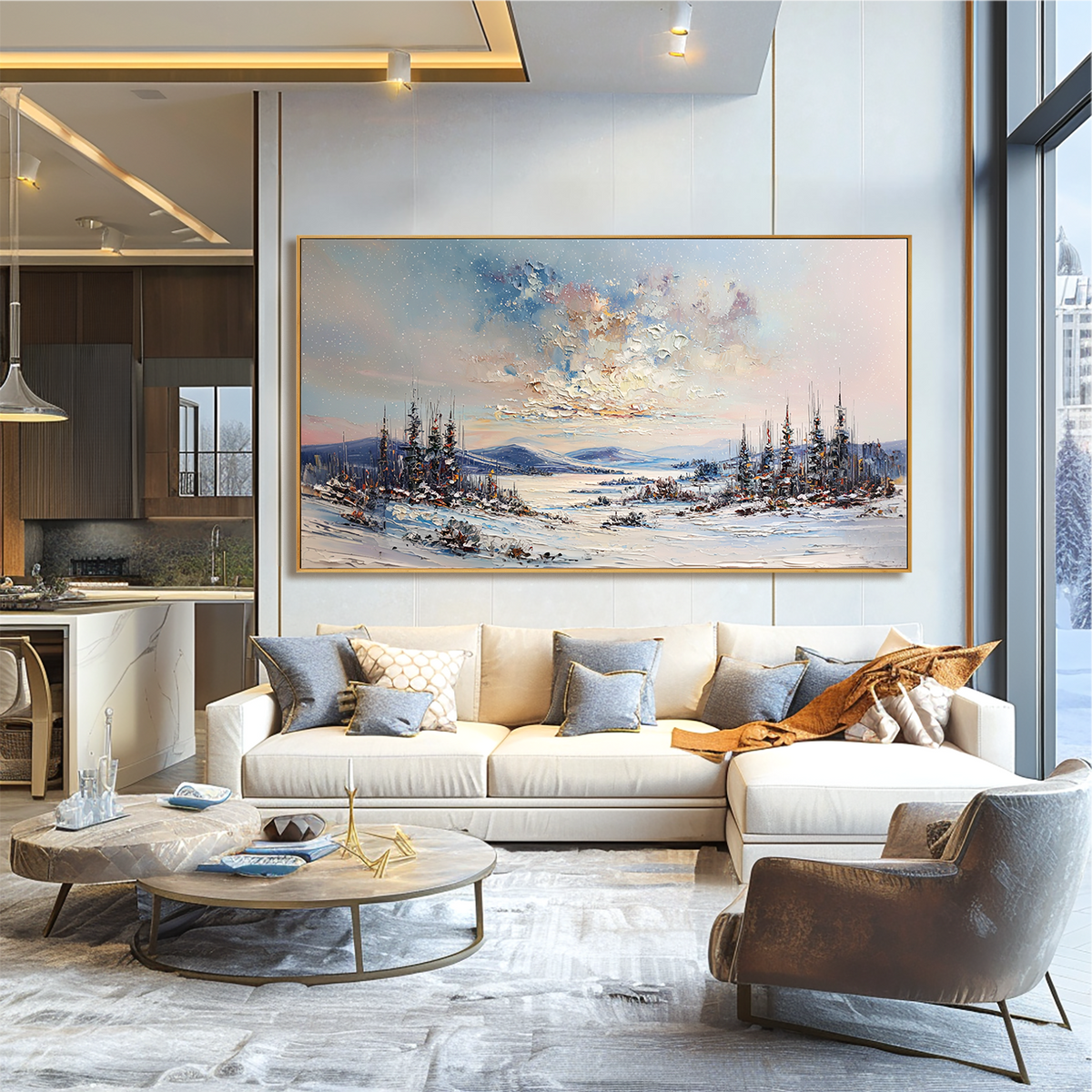 Winter Horizon-Snowy Landscape Texture Oil Painting