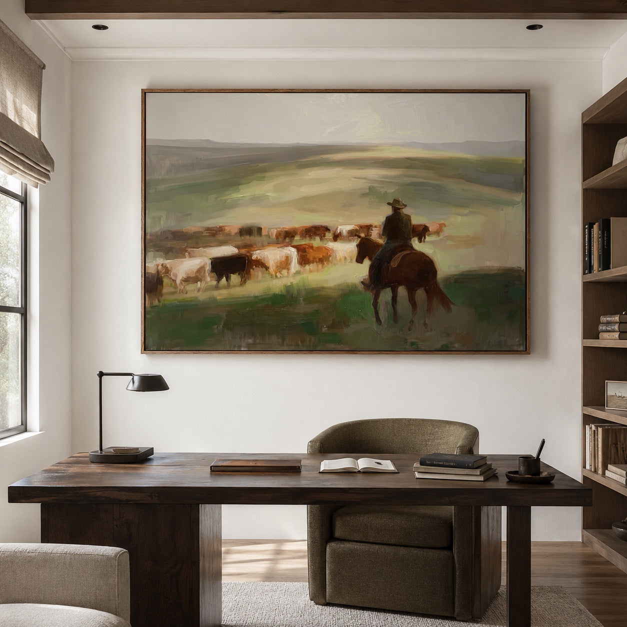 Open Range-Cattle Drive Oil Painting
