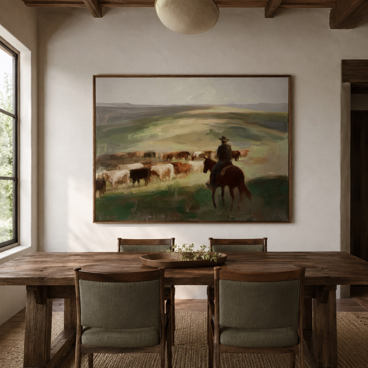 Open Range-Cattle Drive Oil Painting