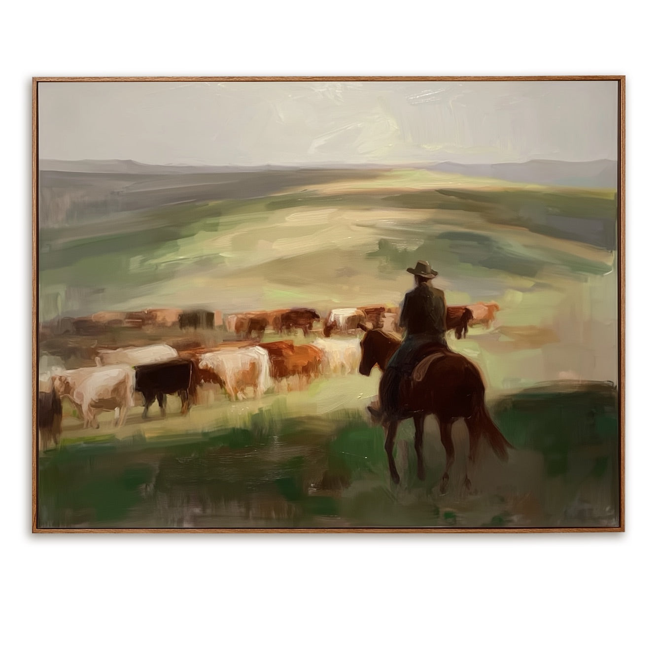 Open Range-Cattle Drive Oil Painting
