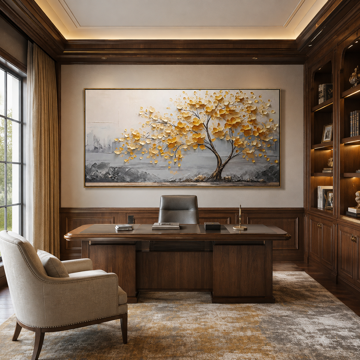Golden Canopy-Gold Tree Landscape Painting