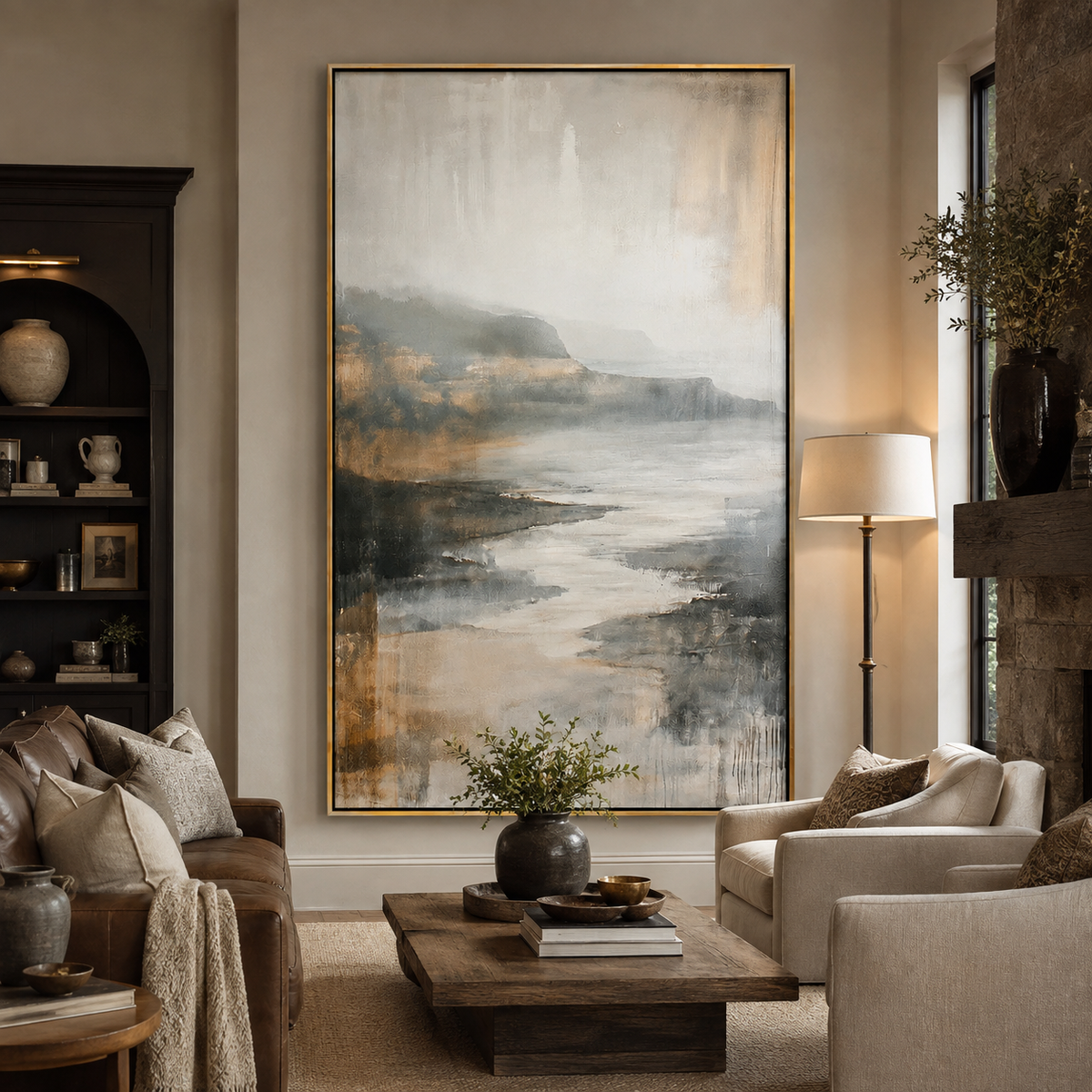 Misty Passage-Neutral Coastal Landscape Painting