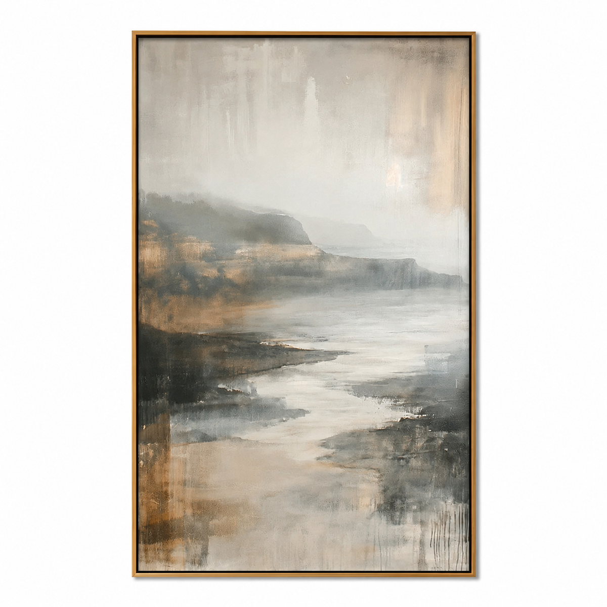 Misty Passage-Neutral Coastal Landscape Painting