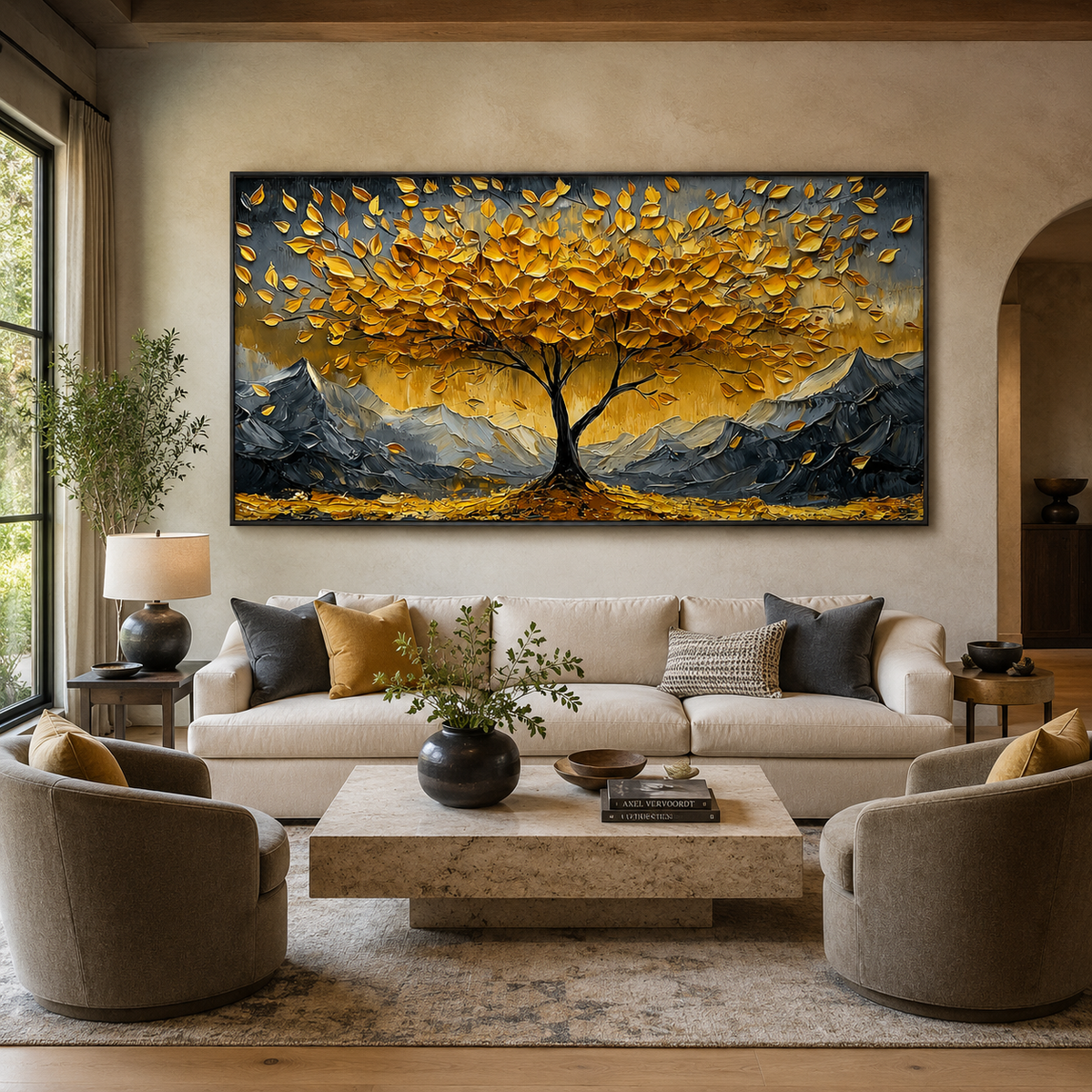 Amber Summit-Golden Tree Mountain Painting
