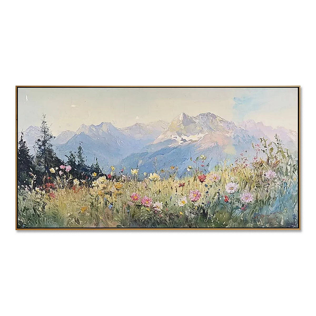 Highland Bloom-Pastel Mountain Meadow Painting