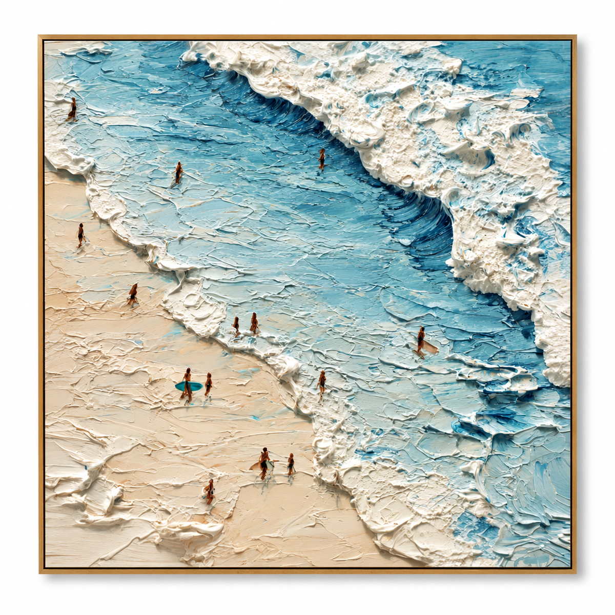 Ocean Breeze-Aerial Coastal Wave Texture Oil Painting