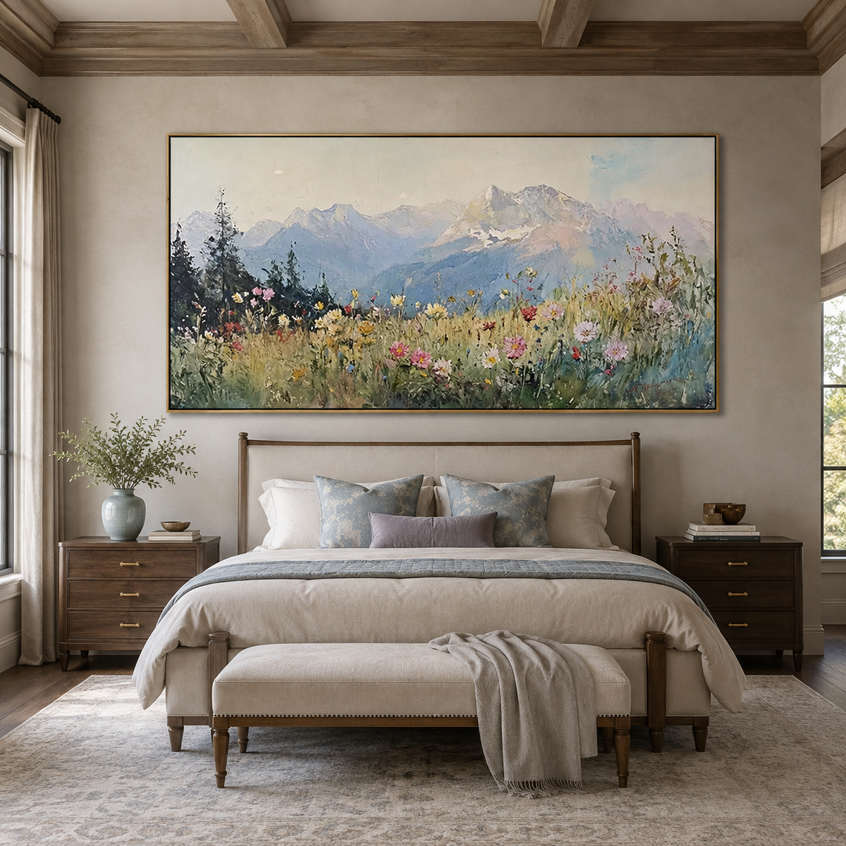Highland Bloom-Pastel Mountain Meadow Painting