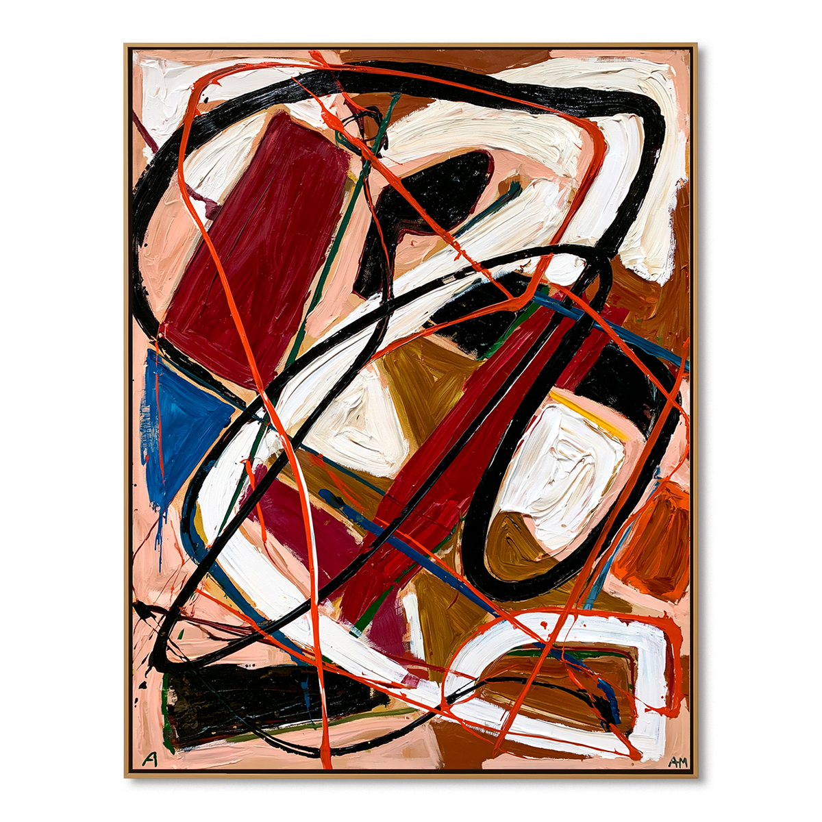 Crimson Pulse-Red Gestural Abstract Painting