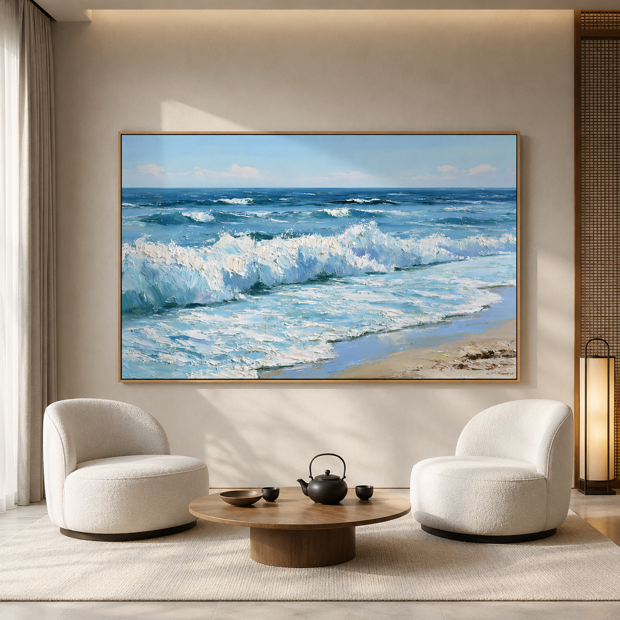Morning Breakers-Blue Ocean Wave Painting