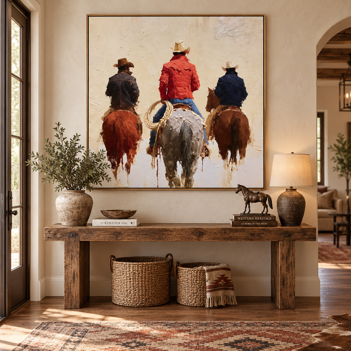 Red Trail-Three Cowboy Horse Painting