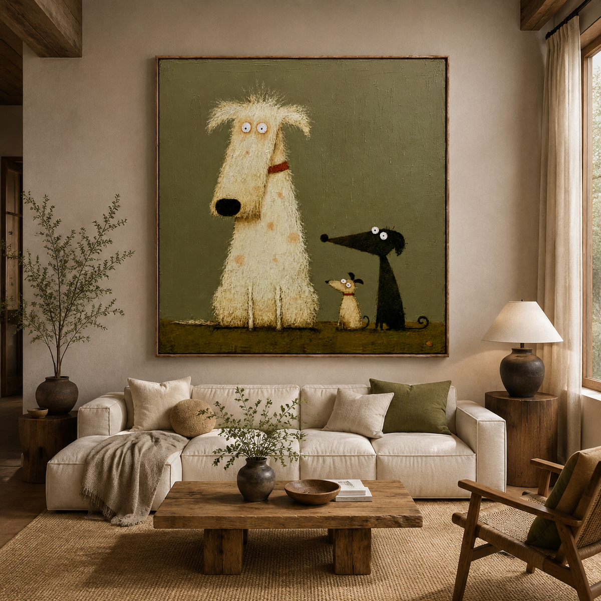 Whimsical Dog Family-Pop Art Animal Painting