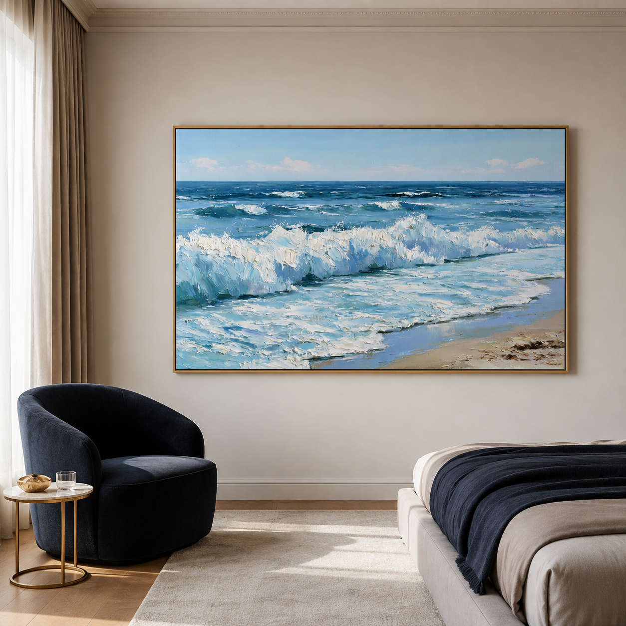 Morning Breakers-Blue Ocean Wave Painting
