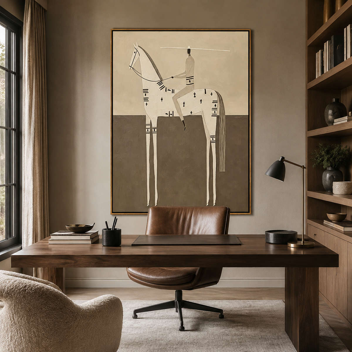 Ivory Rider-Modern Equestrian Horse Painting