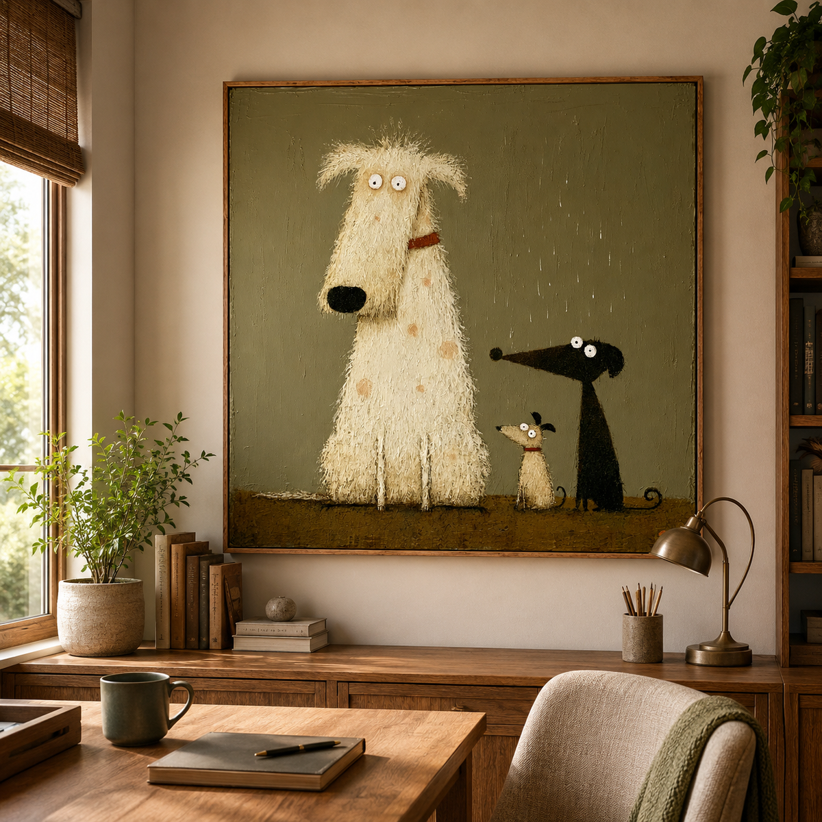Whimsical Dog Family-Pop Art Animal Painting