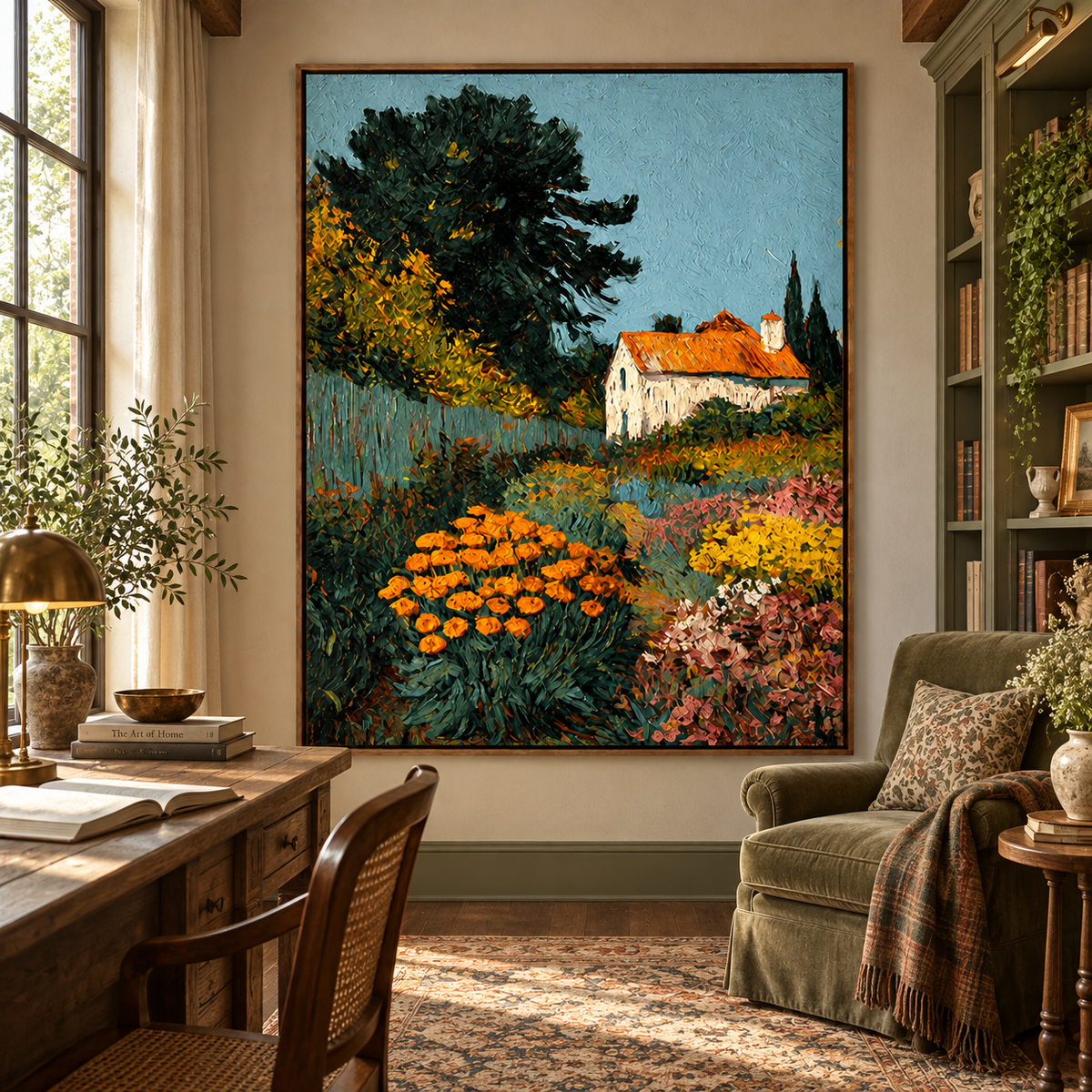 Garden Haven-Cottage Landscape Painting