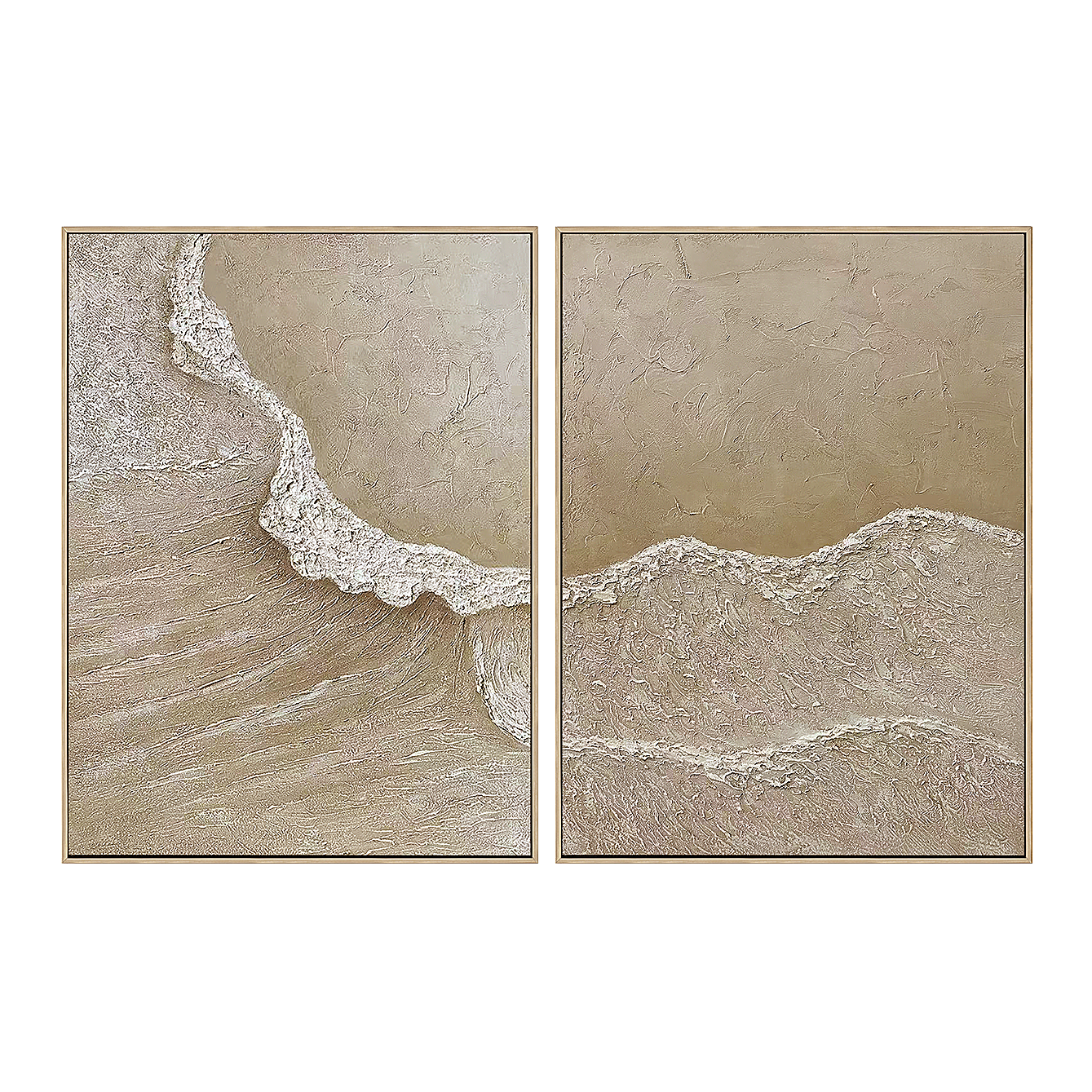 Sanded Tides-Neutral Textured Coastal Diptych