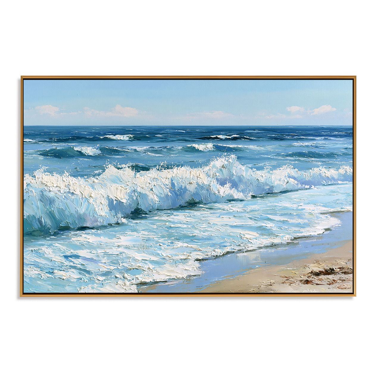 Morning Breakers-Blue Ocean Wave Painting