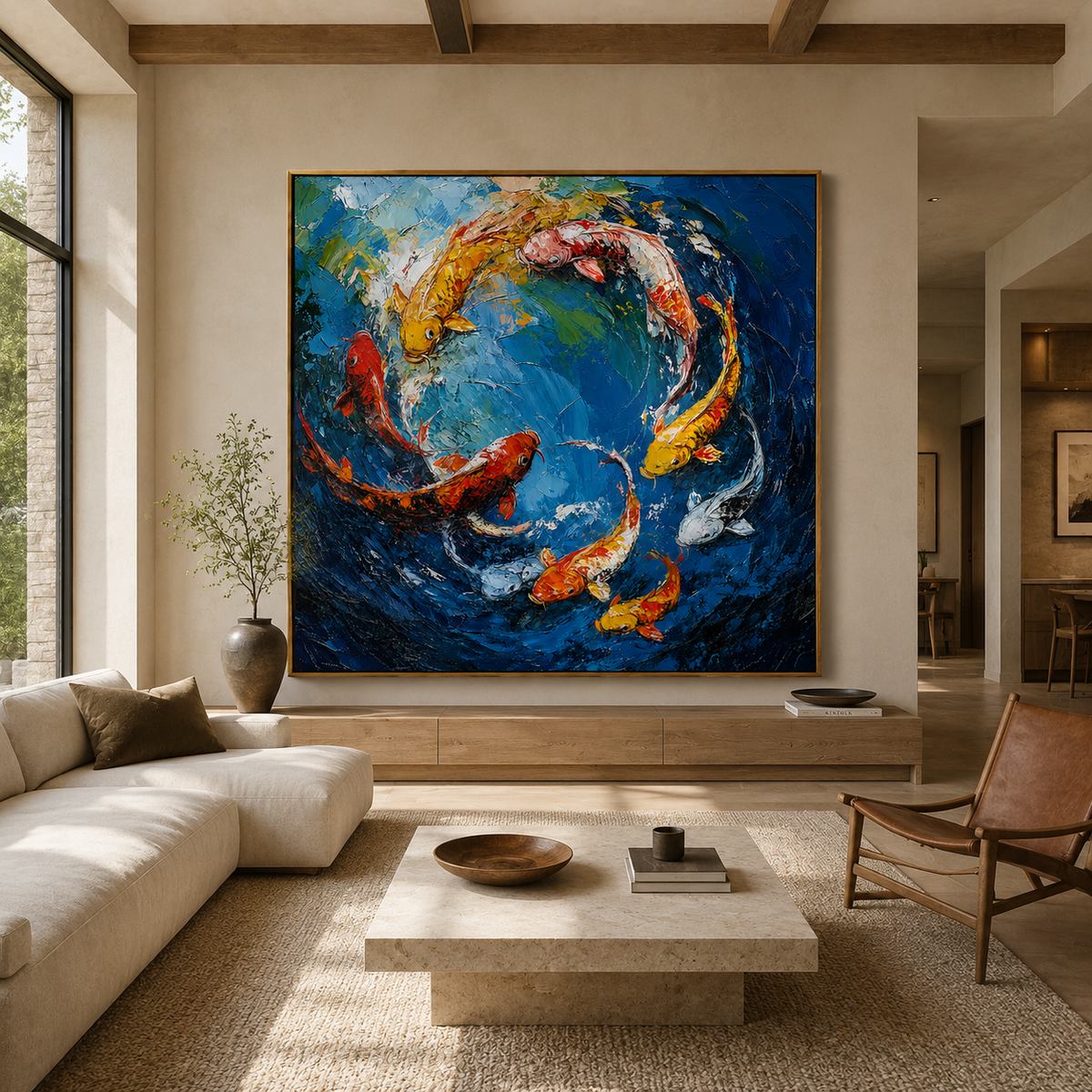 Celestial Current-Vibrant Koi Fish Painting