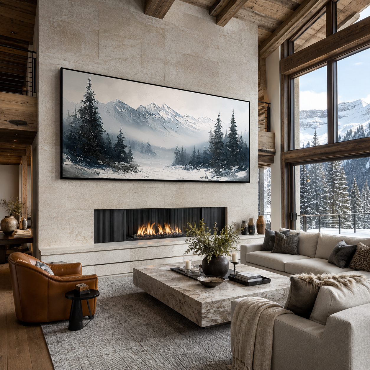 Winter Silence-Snowy Mountain Landscape Painting