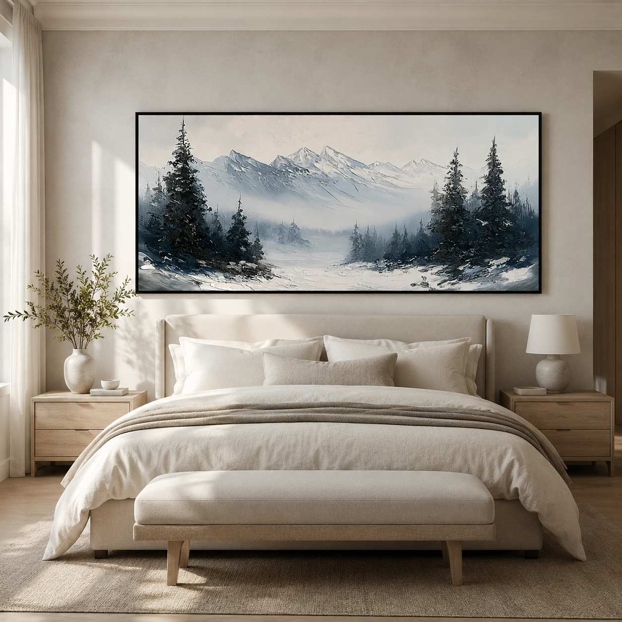 Winter Silence-Snowy Mountain Landscape Painting