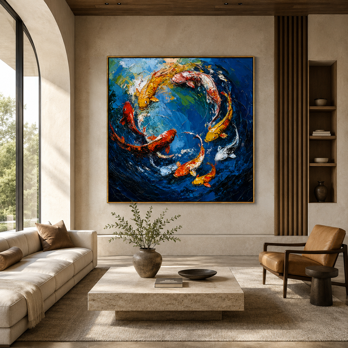 Celestial Current-Vibrant Koi Fish Painting