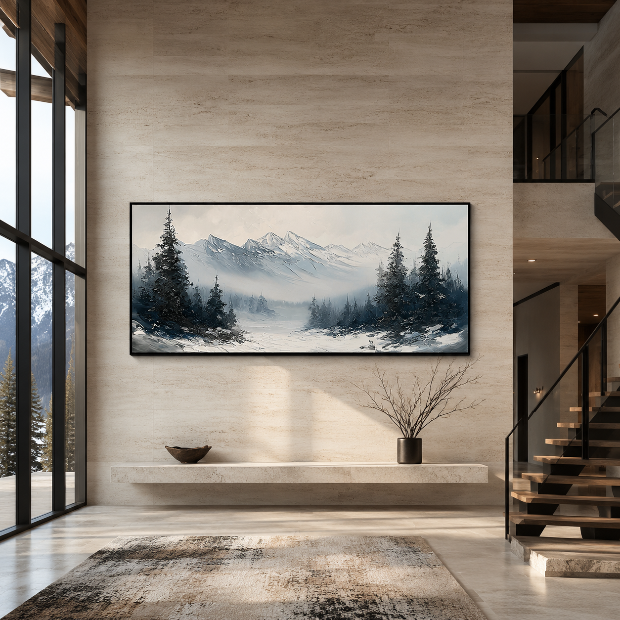 Winter Silence-Snowy Mountain Landscape Painting