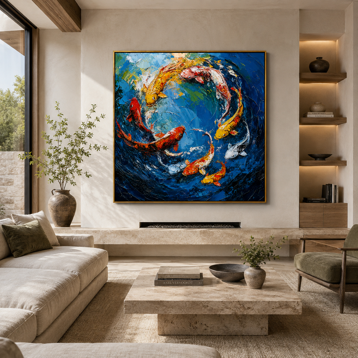 Celestial Current-Vibrant Koi Fish Painting