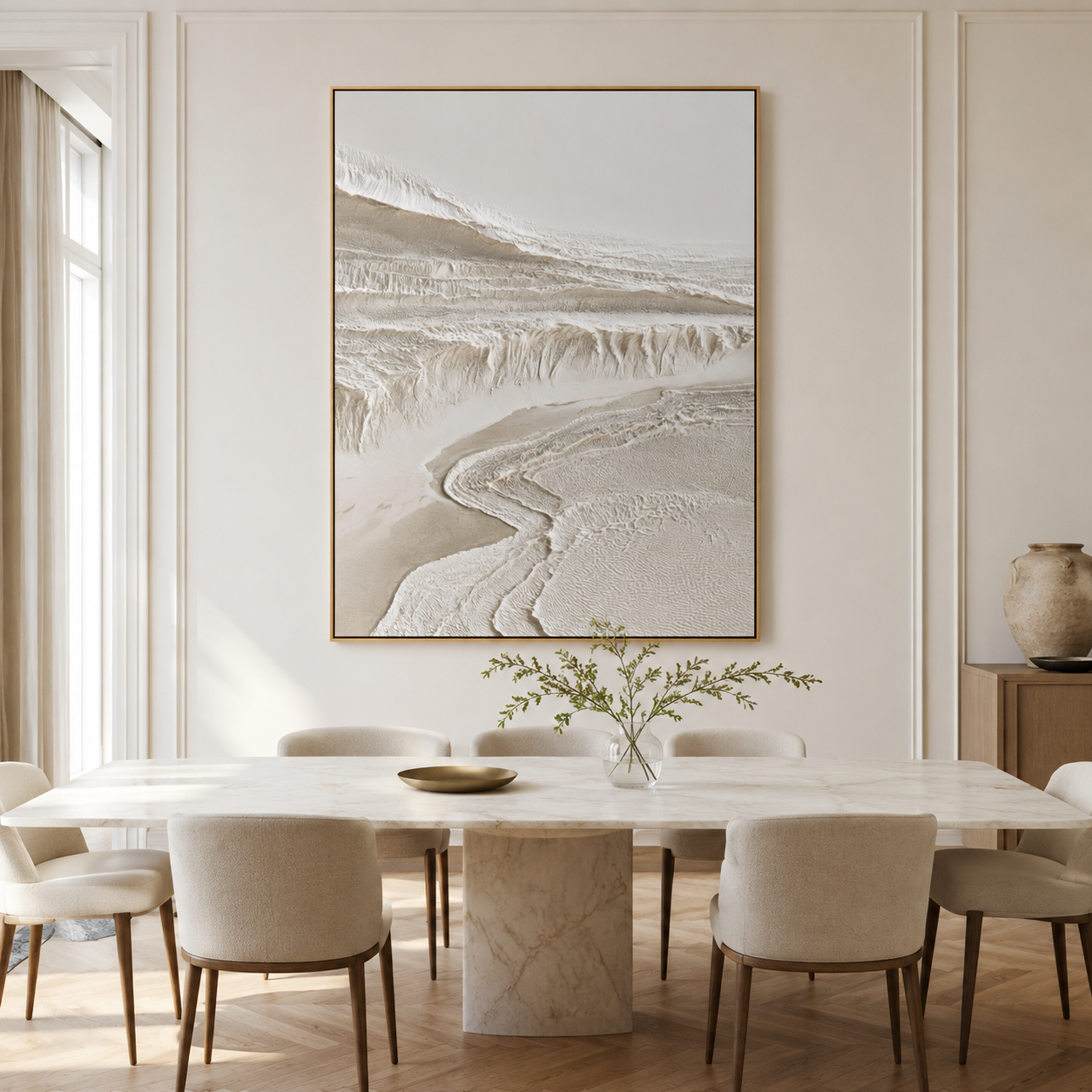 Ivory Canyon Flow-Neutral Textured Abstract Painting