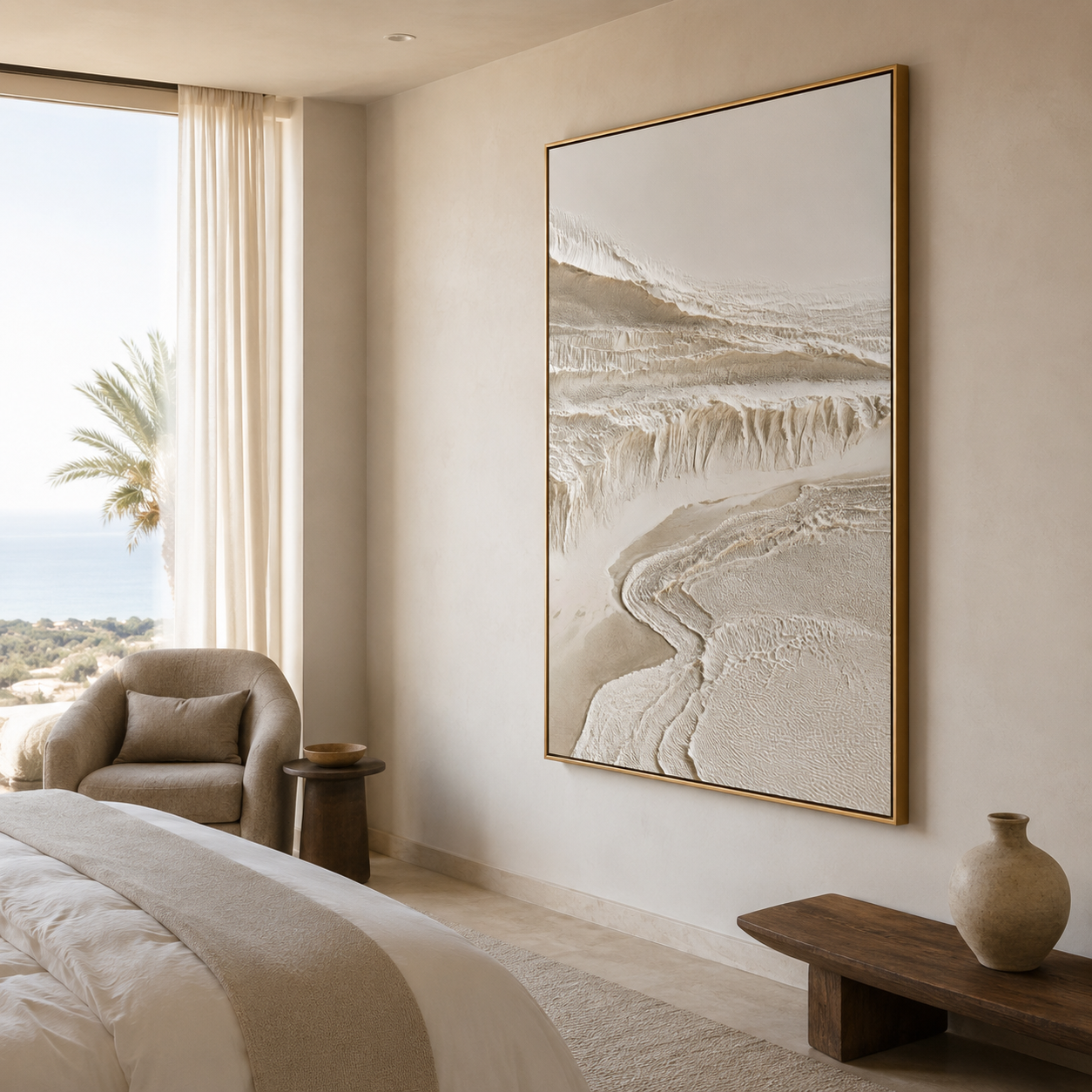 Ivory Canyon Flow-Neutral Textured Abstract Painting