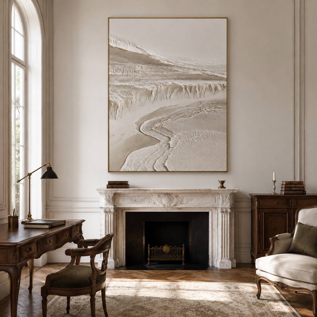 Ivory Canyon Flow-Neutral Textured Abstract Painting