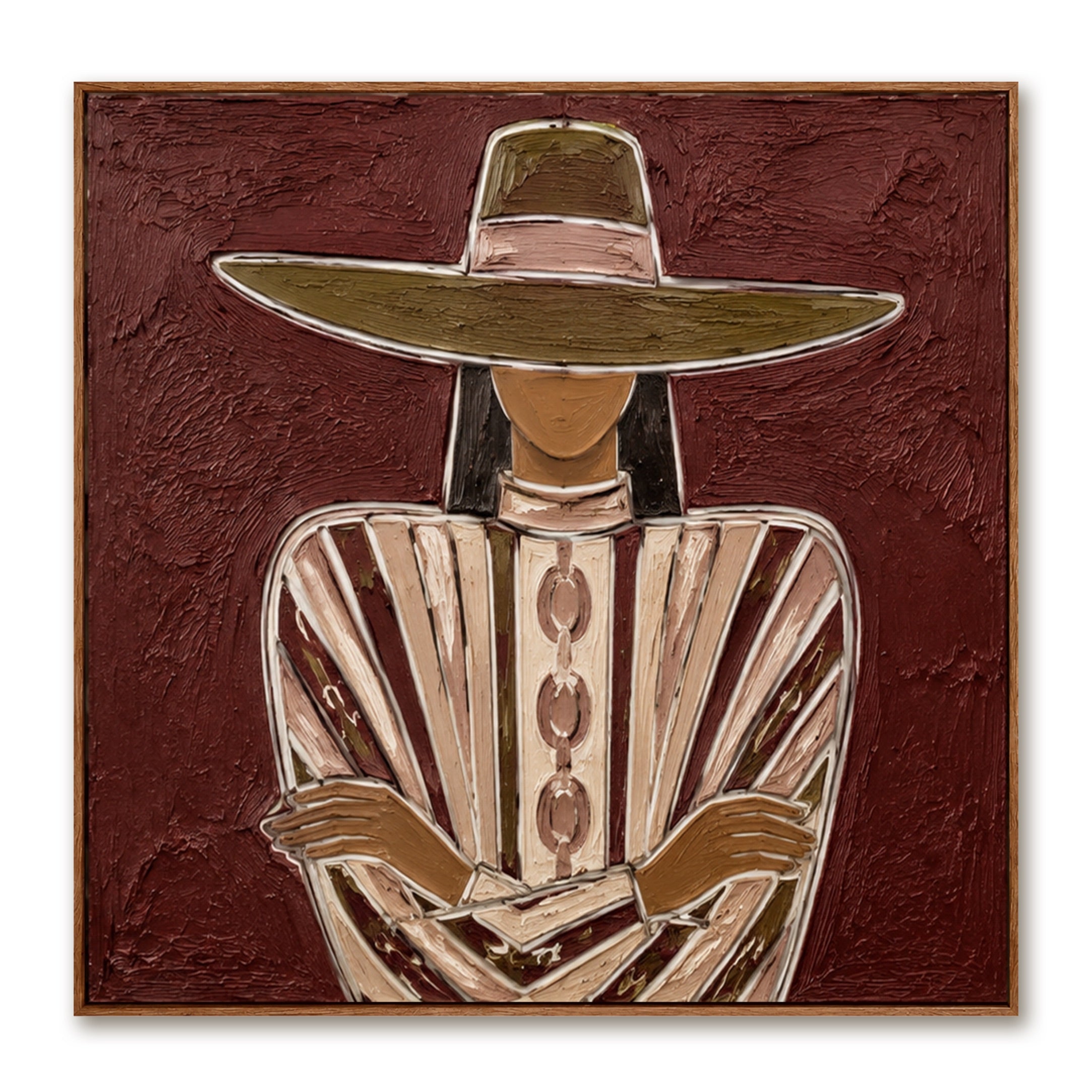 Burgundy Muse-Western Woman Oil Painting